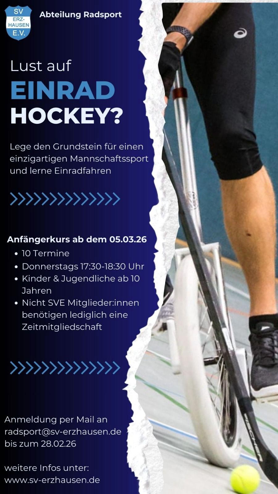 Hast du Lust auf einen außergewöhnlichen Mannschaftssport? Dann haben wir genau das Richtige: Einradhockey!